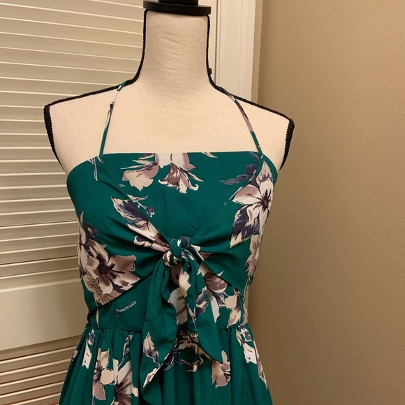 77. Sugar + Lips Green Spaghetti Halter Dress - Picture 2 of 12